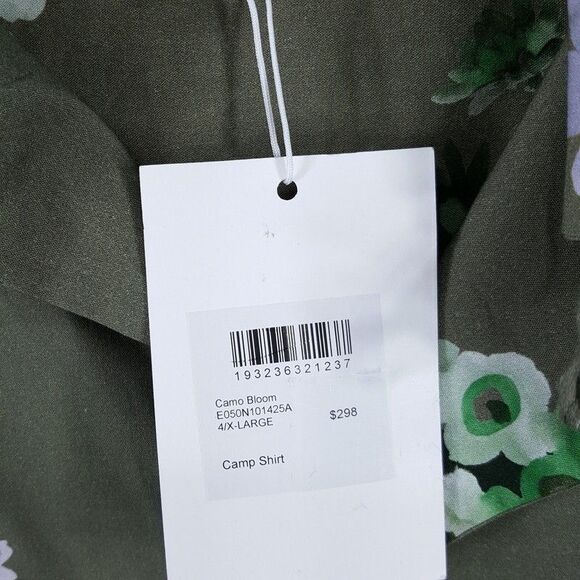 JOHN ELLIOTT Camp Shirt Mens Size 4 XL Green Floral Camo Bloom Pocket $298 - Picture 3 of 9